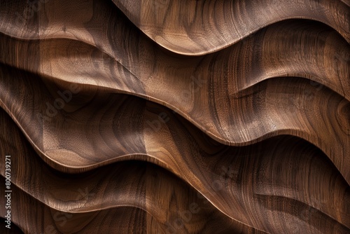 Waves and Loops: Captivating Walnut Wood Grain Detail on Dark Oak Background