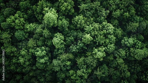 Aerial view of dense green vegetation with various shades and textures photo