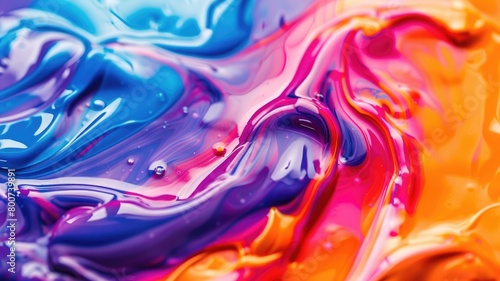 Vibrant, flowing mix of colorful paints creating abstract design