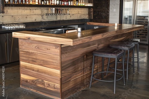 Crafting Walnut Wood  Transforming Panels into Elegant Bar Counters for Modern Spaces