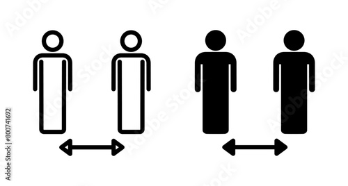 Social distancing icon vector isolated on white background. Keep distance sign. Coronavirus. Social Distancing and Self Quarantine.