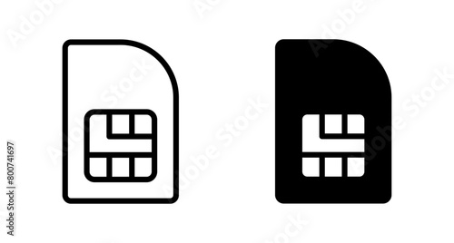 Sim card icon vector isolated on white background. Mobile slot icon. Mobile cellular phone sim card chip.