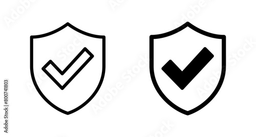 Shield check mark icon vector isolated on white background. Protection approve sign. Safe icon vector