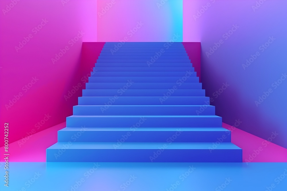 Vibrant 3D Memphis Style Youthful Design on Blue Magenta Gradient Background