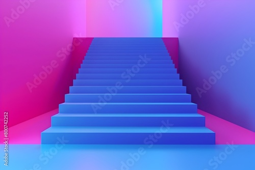 Vibrant 3D Memphis Style Youthful Design on Blue Magenta Gradient Background