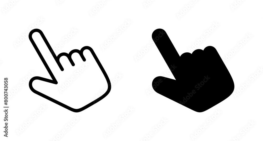 Hand cursor icon vector isolated on white background. Hand click icon. Finger pointer vector Hand cursor icon vector isolated on white background. Hand click icon. Finger pointer vector