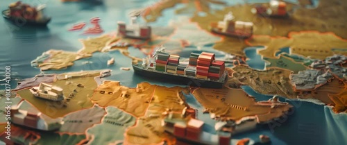 A map of the world with many small boats on it