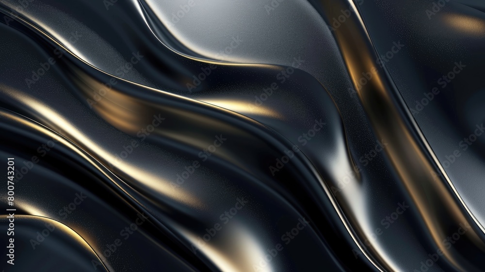 Fototapeta premium Abstract wavy black and gold background with luxurious feel