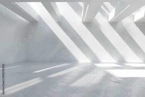 White Bright Minimalist Museum: 3D Rendering of Exhibition Space with Strategic Shadow Play