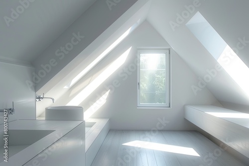 Contemporary Diagonal Light Shafts: White Room Showcase Design