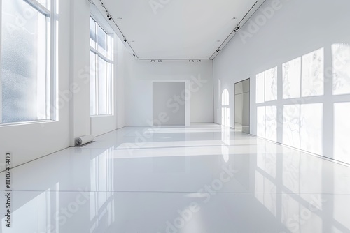 Reflective White Gallery: Modern Space Design with Minimalist Architecture