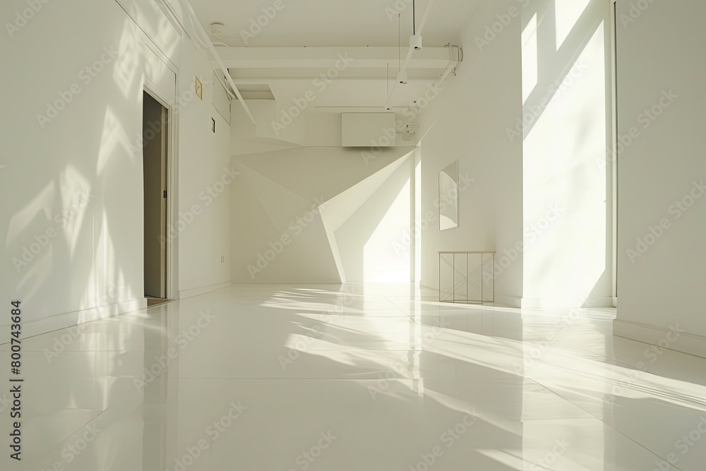 Obraz premium White Geometry: Minimalistic Design Studio Apartment - Contemporary Bright Space