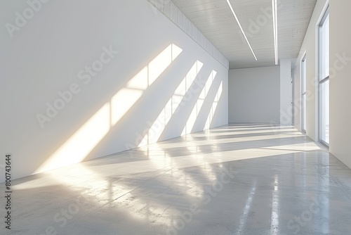 White Diagonal Light: Contemporary Minimalist Living Space 3D Rendering