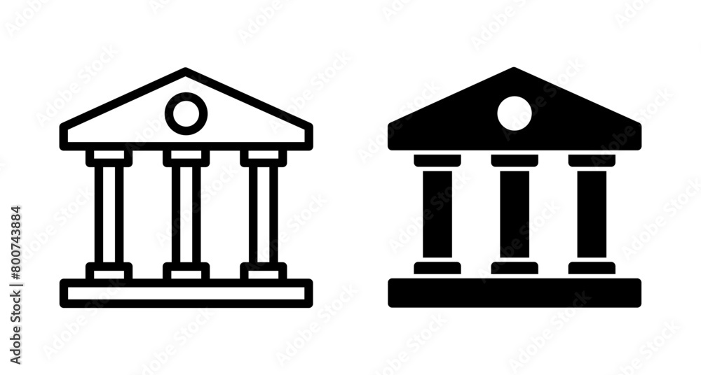 Bank icon vector isolated on white background. bank vector icon, museum, university