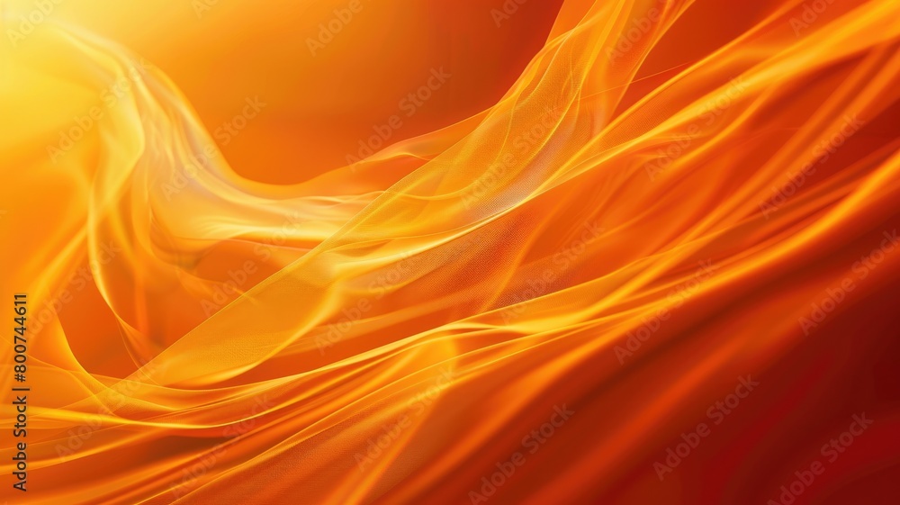 Abstract image of flowing orange silk fabric with waves and curves Abstract image of flowing orange silk fabric with waves and curves