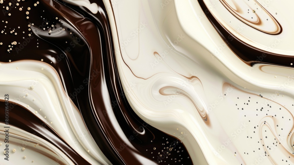 Swirling dark and light brown liquids creating abstract marble pattern Swirling dark and light brown liquids creating abstract marble pattern
