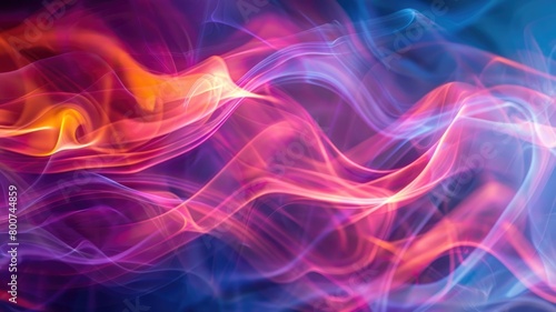 Abstract colorful smoke waves blending on dark background