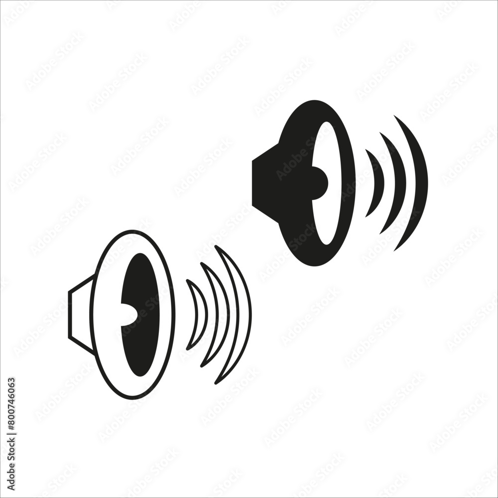 Loudspeakers sound waves. Audio announcement symbols Vector. Public address system icons. Loudspeakers sound waves. Audio announcement symbols Vector. Public address system icons.