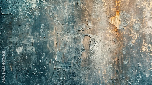 Weathered metal surface with rust and peeling blue paint