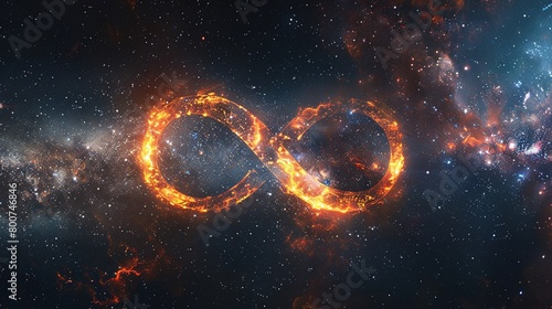 Infinity symbol made of stars and galaxy, representing eternity of universe, esoteric illustration