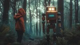 Wanderer Observing Cautious Technological Robots in Enigmatic Forest