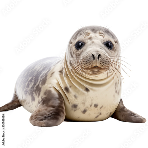 Common seal lying isolated on transparent background