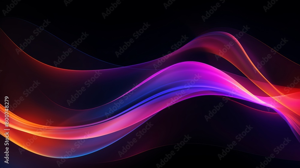 Bright neon waves on a dark abstract background emphasizing motion and energy ideal for vibrant marketing banners Bright neon waves on a dark abstract background emphasizing motion and energy ideal for vibrant marketing banners