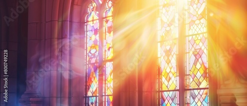 A window with a sun shining through in church.