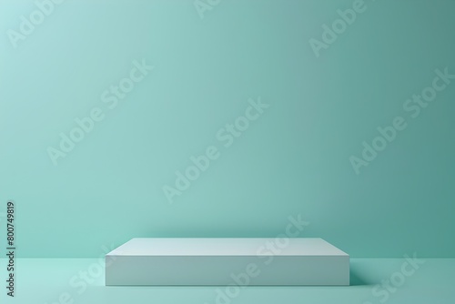 Square Pedestal Tranquil Mint Pastel Gradient Backdrop with Softly Illuminated Square Pedestal © Duanporn