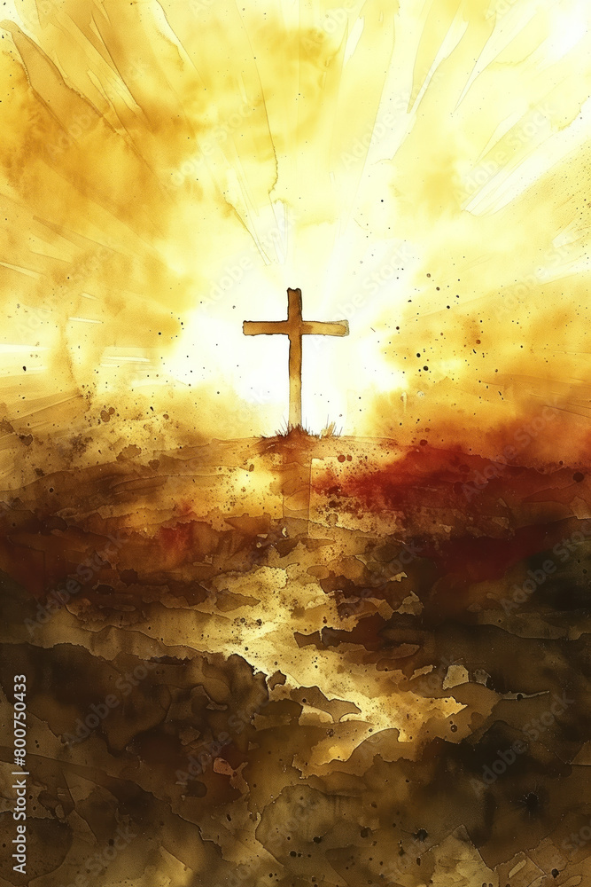 Fototapeta premium Christian Greeting Card Template Background, Generative AI