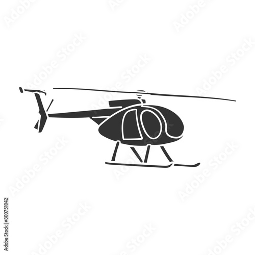 Light Helicoter Icon Silhouette Illustration. Transport Vector Graphic Pictogram Symbol Clip Art. Doodle Sketch Black Sign.
