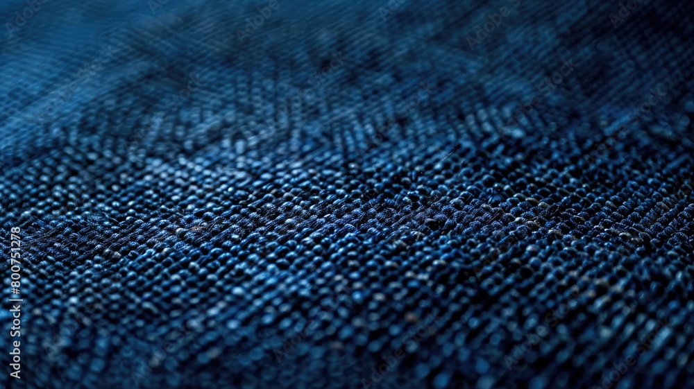Close-up texture of blue woven fabric with focus on intricate threading Close-up texture of blue woven fabric with focus on intricate threading