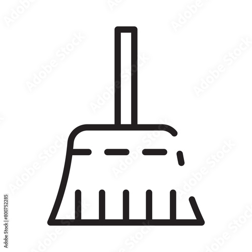 Broom Fall Season Line Icon