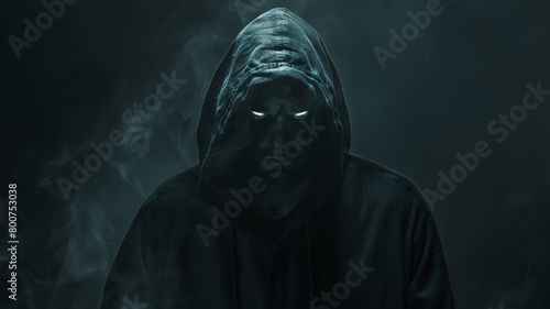 Deceptive Tactics A cunning scammer, cloaked in shadows, executes their deceitful plan with precision and cunning