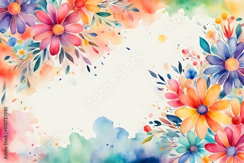 A colorful painting of flowers with a white background #800753840