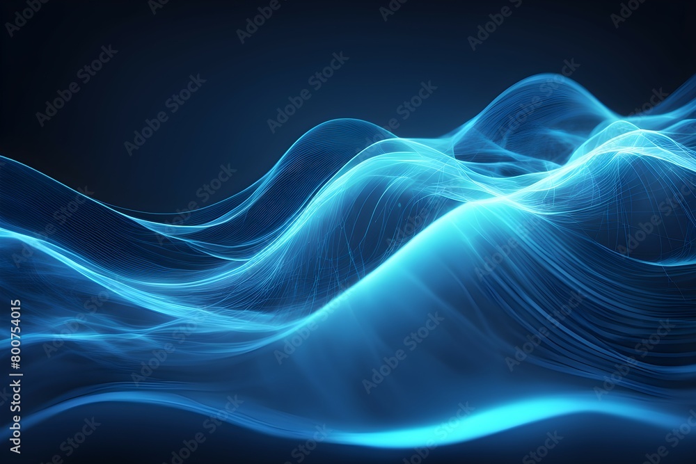 Fototapeta premium The image is a blue wave with a lot of detail