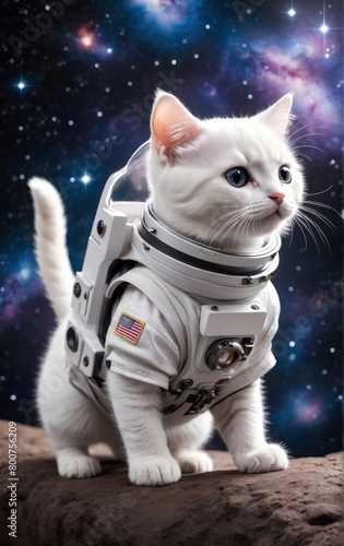 side view of cat wear astronaut suit