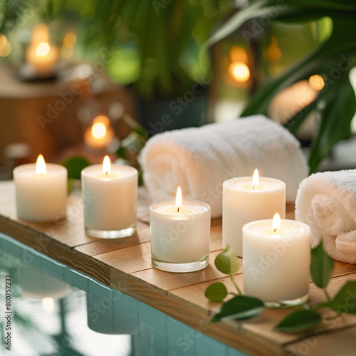 Serene Spa Room Enhanced with Scented Candles for Calming and Soothing