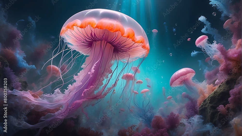 jelly fish in aquarium Ethereal Eruption A Symphony of Pastel Splendor jelly fish in aquarium Ethereal Eruption A Symphony of Pastel Splendor