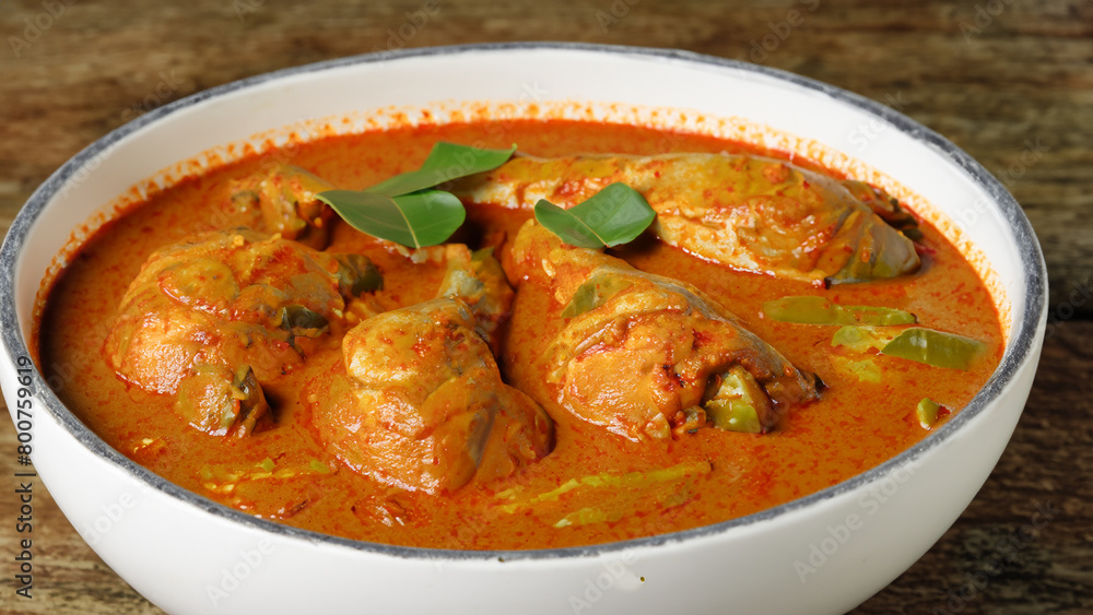 Kare or Gulai Ayam Spicy Chicken Curry Made from Chicken Thigh Spices and Coconut Milk.Generative Ai