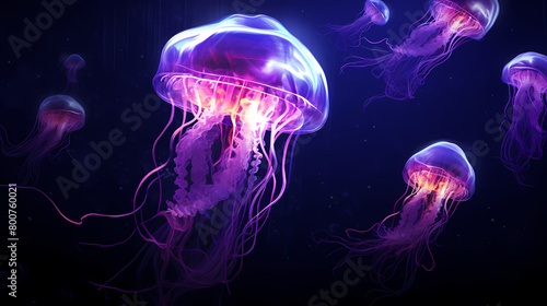 Beautiful glowing purple jellyfish