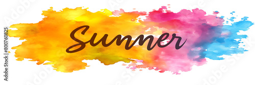 background of the word summer, painted in watercolor