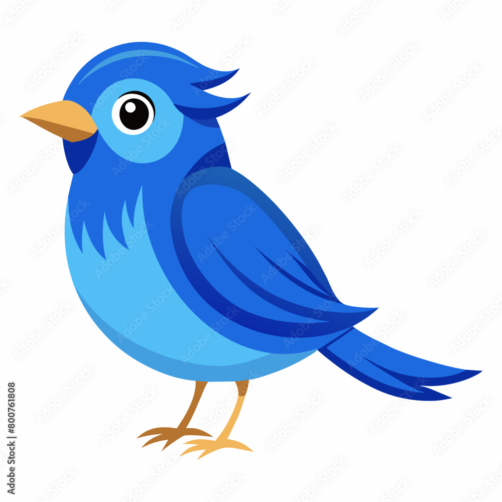 Fototapeta premium blue bird with speech bubbles, blue birds vector illustration with white background