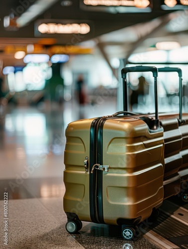 a suitcase at baggage check-in in an a airport photo