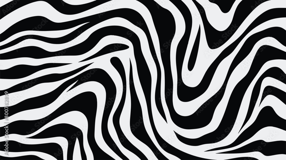 Circle of Zebra Stripes Pattern. Zebra print, animal skin, abstract pattern, line background, hand drawn vector illustration. Poster, banner. Black and white artwork monochrome