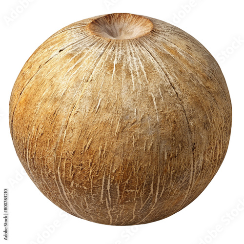 Whole coconut isolated on white background. Coconut shell clipping path