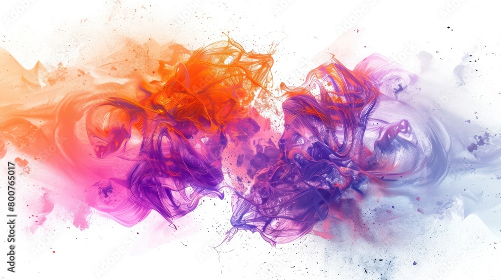 digital form texture, white background particles, spheric, aura purple, orange