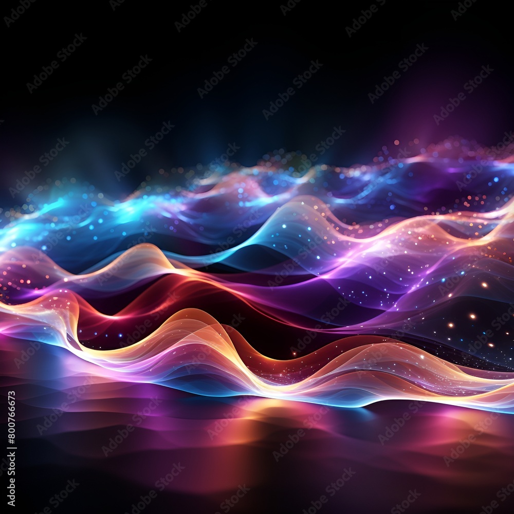  Vector art of abstract waves and light on transparent background