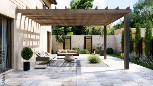a backyard patio emphasizing 