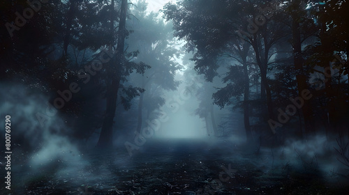 Ethereal Mist-Shrouded Forest Path Inviting and Wonder